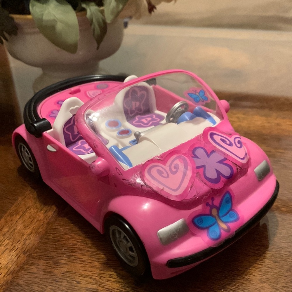 Polly Pocket Pink convertible Car Pollypockets doll Mattel 2000 vintage Play Toy